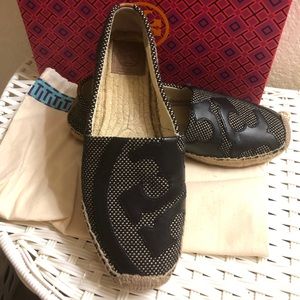 Tory Burch Lonnie Logo Woven Espadrilla Flat